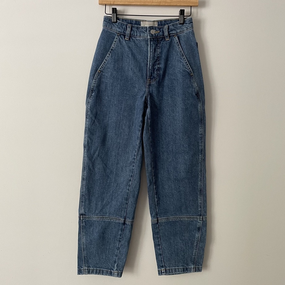 Everlane Utility Barrel Jean High Waisted Blue Size 24 Stretch Casual 24" Inseam